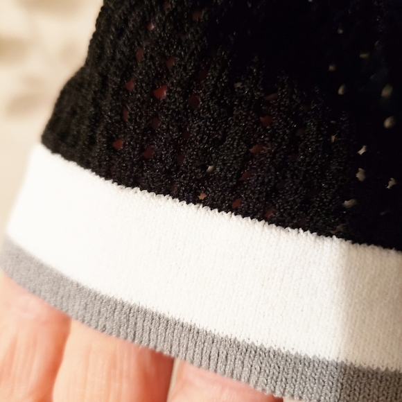 Y2k SEMI-SHEER MESH KNIT SHORT SLEEVE STRETCH BLA… - Picture 3 of 7